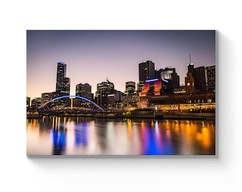 Melbourne Southgate Bridge Sunset Photography Australia Night Reflection Wall Art Landscape City Skyline Photo Print Artwork Framed Gift