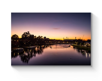 Melbourne Sunrise MCG Silhouette Photography Australia Reflection Wall Art Landscape Cityscape Skyline Photo Print Artwork Framed Gift