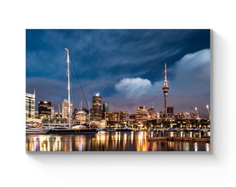 Auckland City Sunset Night Light Reflection Photography Wall Art Landscape Cityscape Skyline Photo Print Artwork Framed Gift