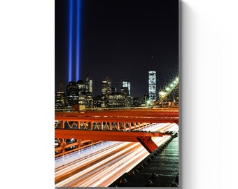 Bridge Lights New York City Night Photography Wall Art Landscape Cityscape Skyline Photo Print Artwork Framed Gift