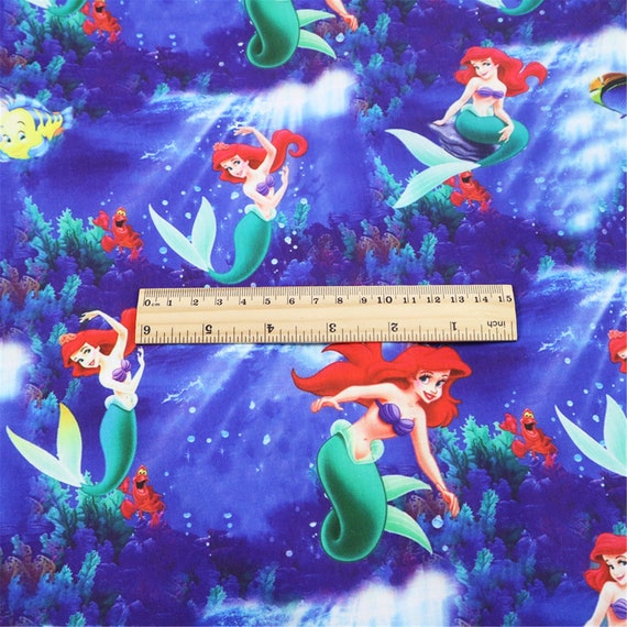 Mermaid Print Polyester Cotton Fabric by the Yard Etsy