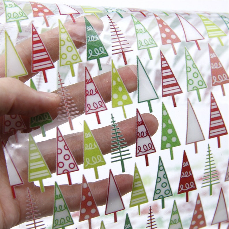 7.7x12.9inch Merry Christmas Tree Print Jelly Sheet Waterproof Jelly Material For DIY Pool Hair Bow