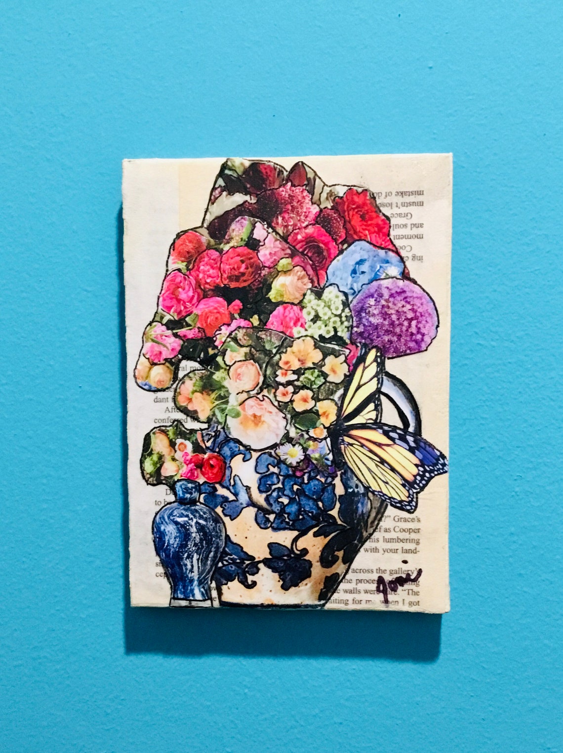 Mixed Media Collage Paper Art Flower Collage Magazine Etsy