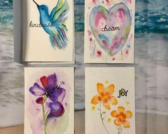 Hand painted Watercolor Postcards, Hand painted Note Cards, Hand painted Watercolor Blank Cards,