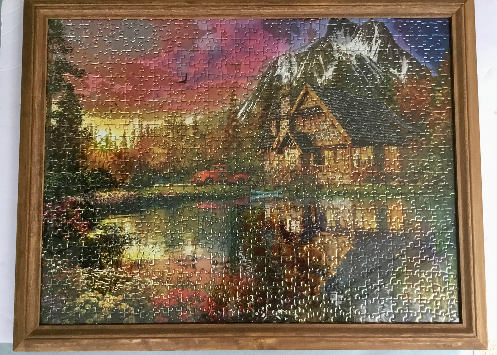 Beautiful Framed Reflection Puzzle Of a Cabin And Etsy