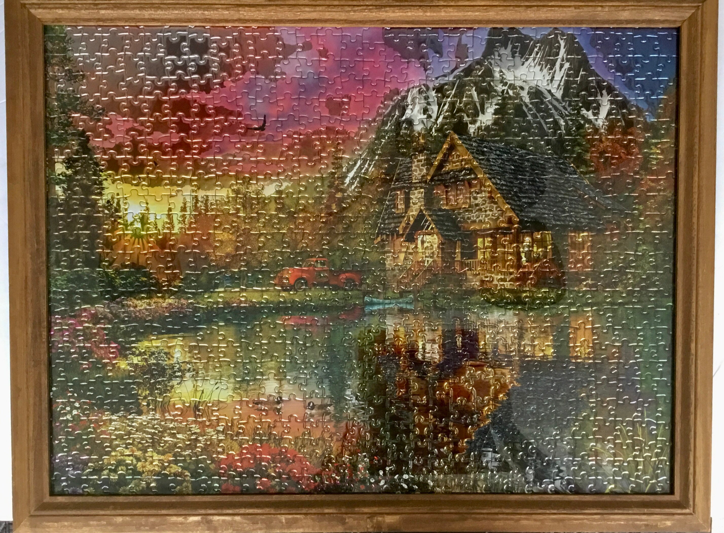 Beautiful Framed Reflection Puzzle Of a Cabin And Etsy