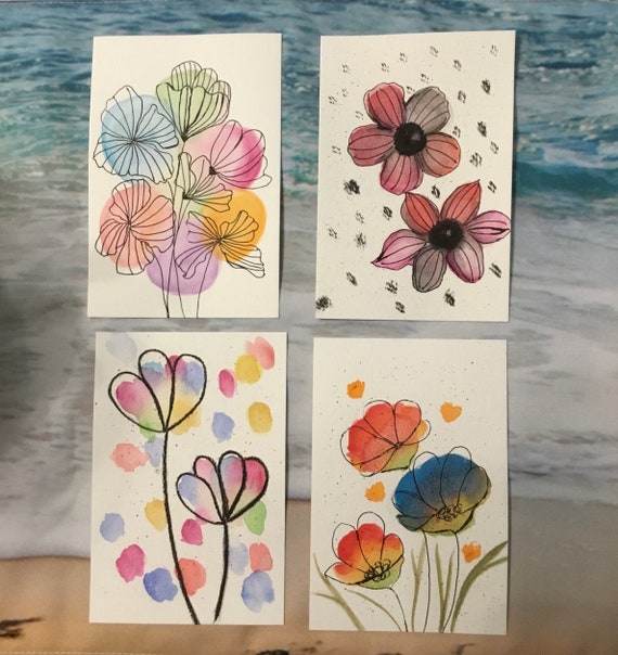 Hand Painted Watercolor Postcards, Watercolor Note Cards