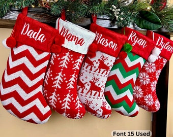 2023 Personalized Christmas Stocking, Holiday Stocking, Red and Green, Christmas Stockings, Custom stocking, Christmas Socks, Stocking