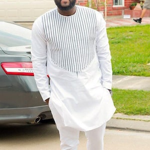 African Men Clothing | Kaftan African Men Shirt and Down White| Dashiki Mens Shirt| Family African Wear | African Men's Clothing|