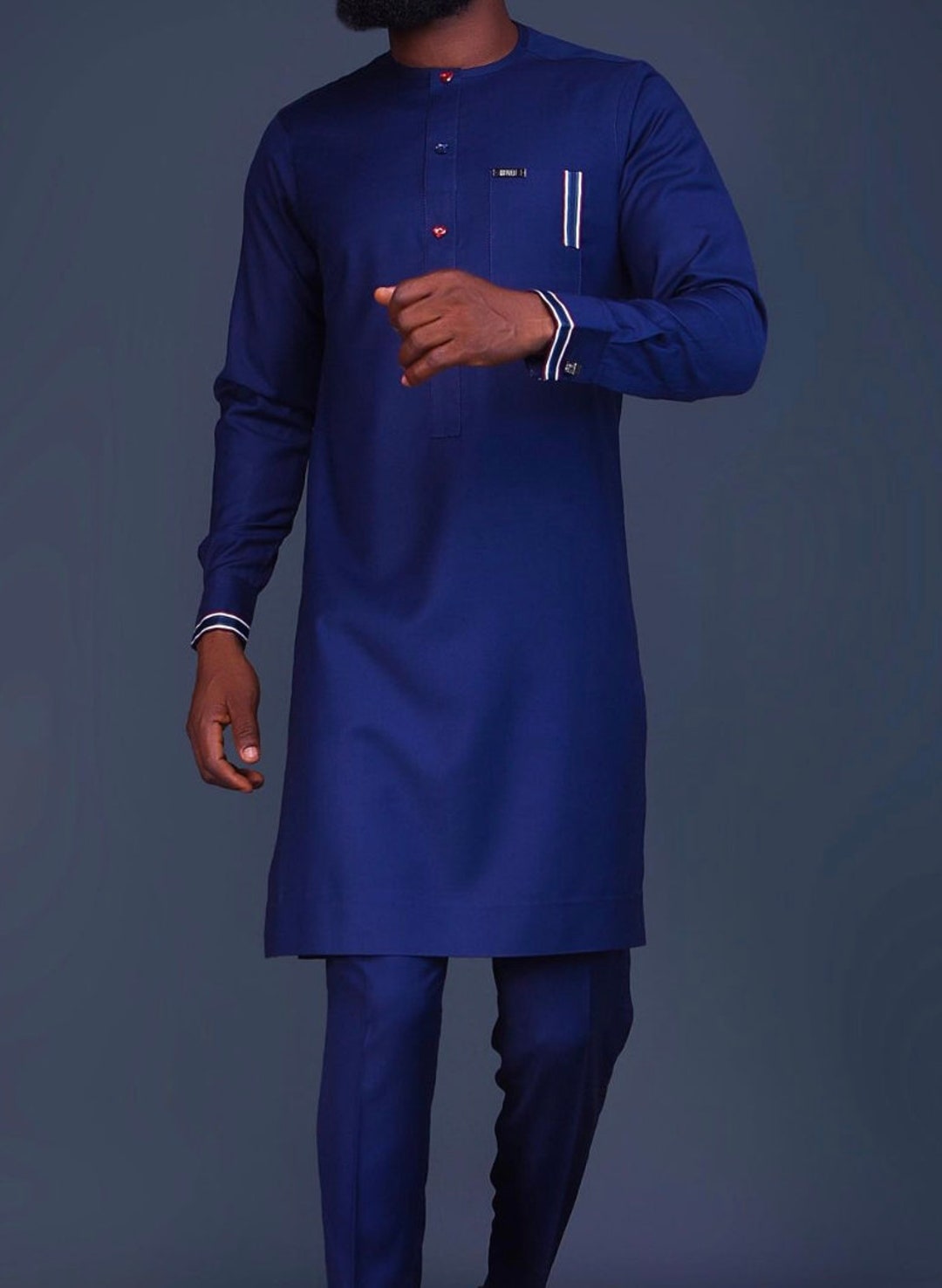 Blue African Men's Clothing,african Men Outfit,african Men's Suit ...