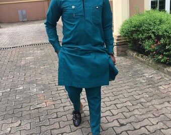 Bespoke African Men's Suit, Senator Style, Groom Outfit