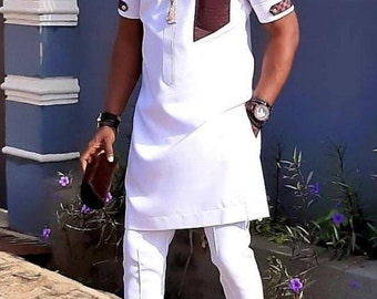 African Men Clothing | Kaftan African Men Shirt and Down White | Dashiki Mens Shirt| Family African Wear | African Men's Clothing| DHL