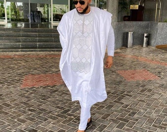 Herren Afrikanische Agbada, 3-teiliger Hochzeitsanzug