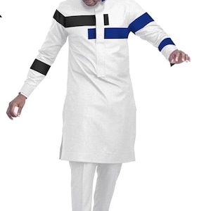 Abbigliamento uomo africano / Kaftan African Men Camicia e Giù Bianco / Camicia Dashiki Mens / Famiglia Africano Wear / Abbigliamento da uomo africano/
