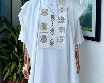 White African Agbada Suit, Handmade Men's Wedding Outfit