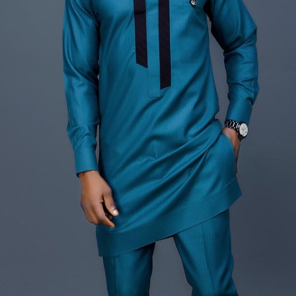 Afrikanische Männerkleidung | Kaftan African Men Shirt und Down Green | Dashiki Herren Shirt | Familie African Wear | Afrikanische Herrenbekleidung | DHL