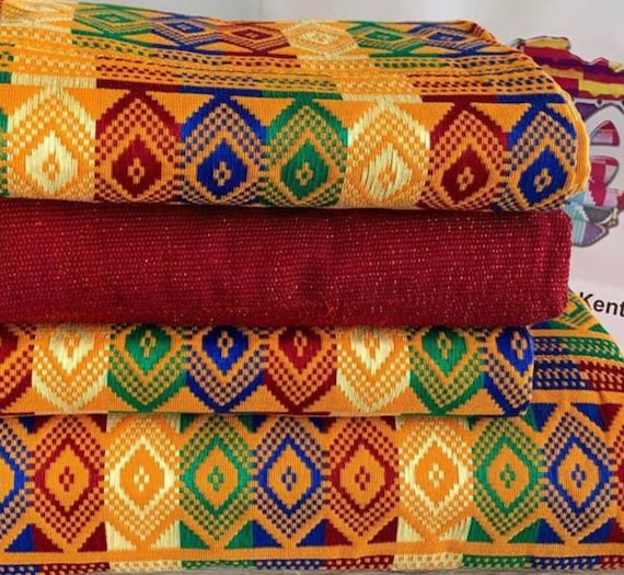 Authentic Kente 6 yards Genuine Ghana handwoven Kente fabric and Kente  Cloth African fabric African Bonwire Ghana Kente Traditional