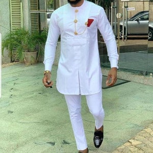 African Wear | Men Clothing| Kaftan African Men Shirt and Down White | Dashiki Mens Shirt| Family African Wear | African Men's Clothing| DHL