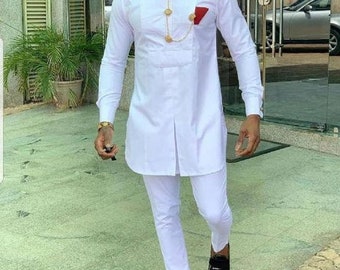 Men's white african wear designs Clearance
