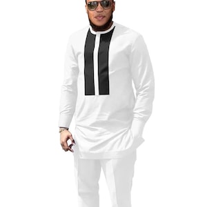African Men Clothing | Kaftan African Men Shirt and Down White| Dashiki Mens Shirt| Family African Wear | African Men's Clothing|