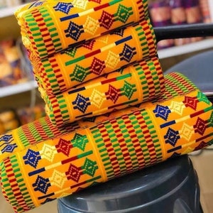 Authentic Kente 6 and 12 yards Genuine Ghana handwoven Kente fabric and Kente Cloth African fabric African Bonwire Ghana Kente Traditional