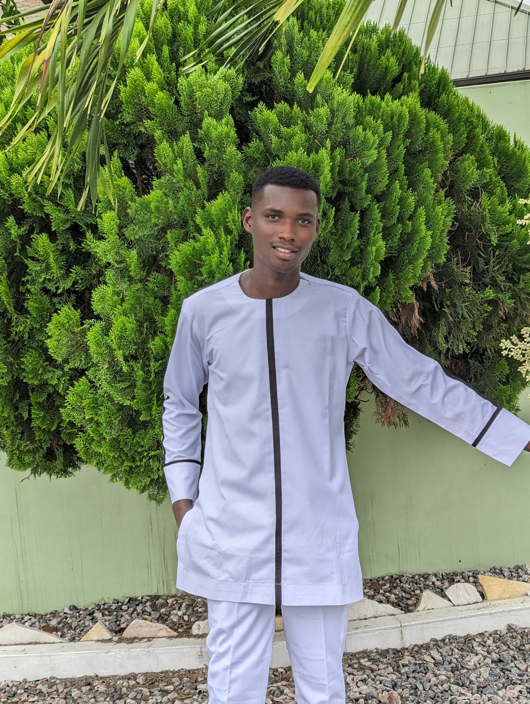 African Men Clothing Kaftan African Men Shirt and Down White Dashiki