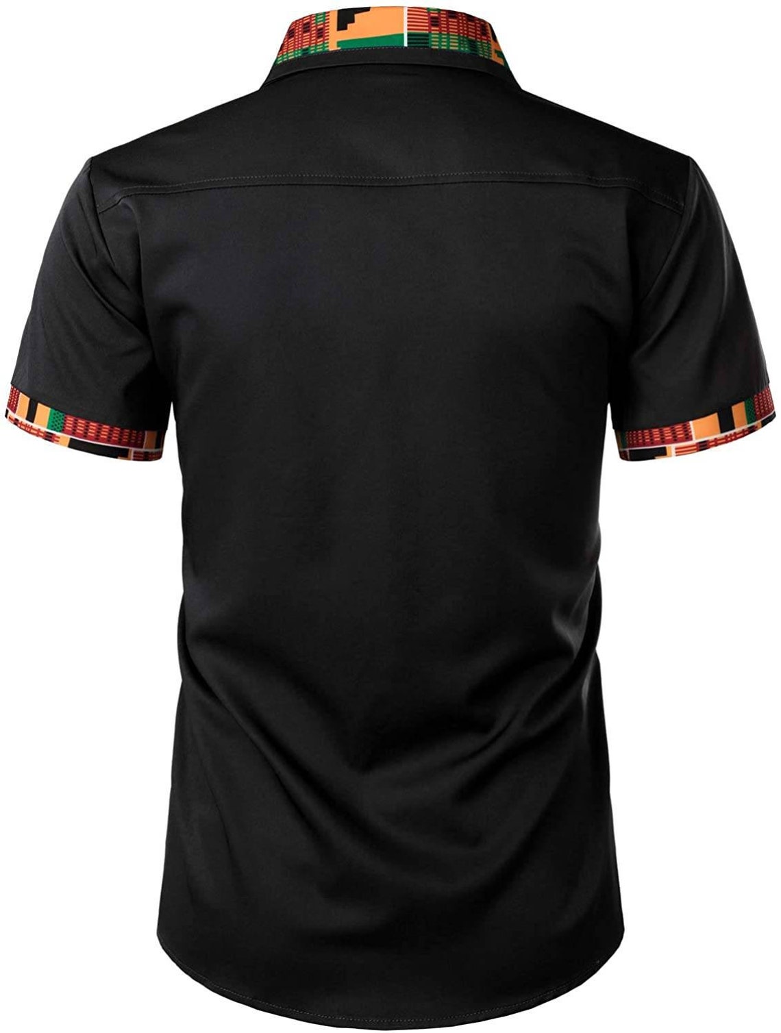 African Men Shirt Black Top Kente Print Dashiki Mens Shirt Etsy