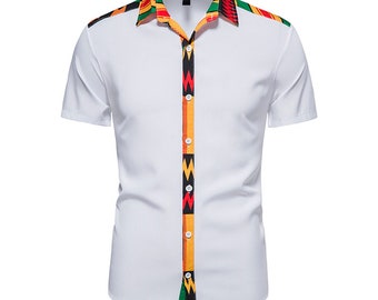 African Kente Print Men's Shirt | Handmade Casual Wear