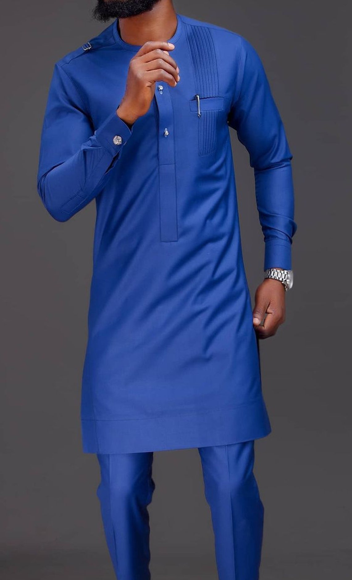 African Men Clothing Kaftan African Men Shirt and Down Blue - Etsy