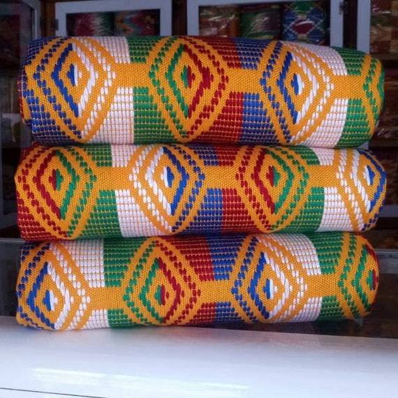 Authentic Kente 6 and 12 yards Genuine Ghana handwoven Kente fabric and  Kente Cloth African fabric African Bonwire Ghana Kente Traditional