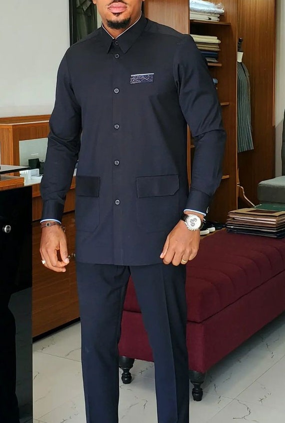 Chemise Pantalon Style Africain Ensemble Vêtement Africain Homme - Chemise Dashiki + Pantalon - 2 Pièces - Polyester Coton - Tailles M à 3XL Vêtement Africain Polyester Coton