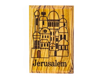 Aimant Vieille ville de Jérusalem en bois d'olivier