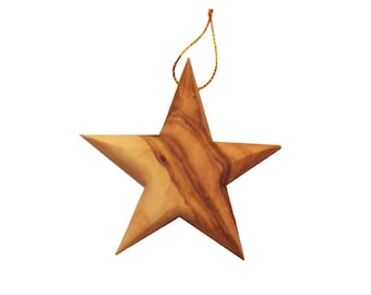 Olive Wood Hand Carved Bethlehem Star Christmas Ornament From Bethlehem