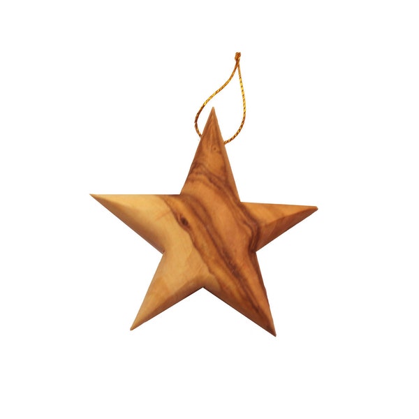 Olive Wood Hand Carved Bethlehem Star Christmas Ornament From Bethlehem