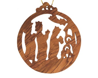 Hand Carved Olive Wood Wise Men Christmas Ornament