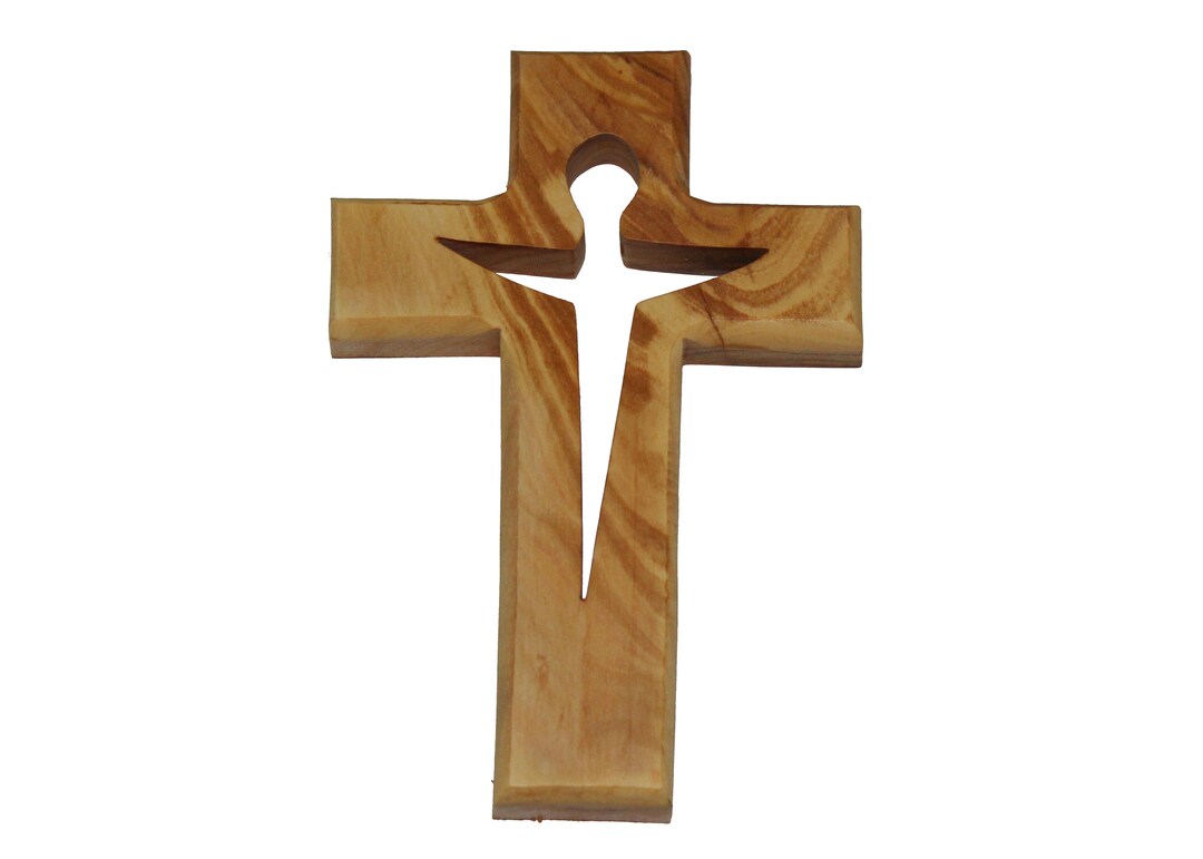 Olive Wood Wall Cross , Engraved Jesus From the Holy Land Etsy