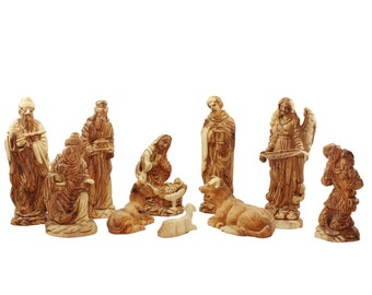 Hand Carved Large Nativity Set 10.25"H From Bethlehem