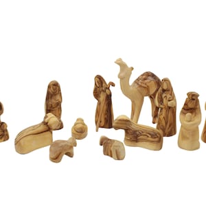 Hand Carved Olive Wood Nativity Set 13 pcs