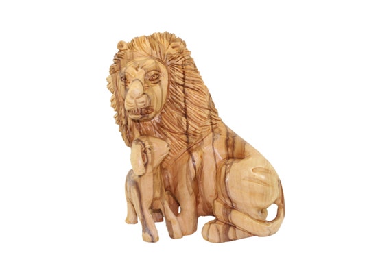 Portachiavi con leone realizzato in legno di olivo