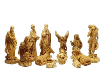 Unique Olive Wood Artesian Nativity Set