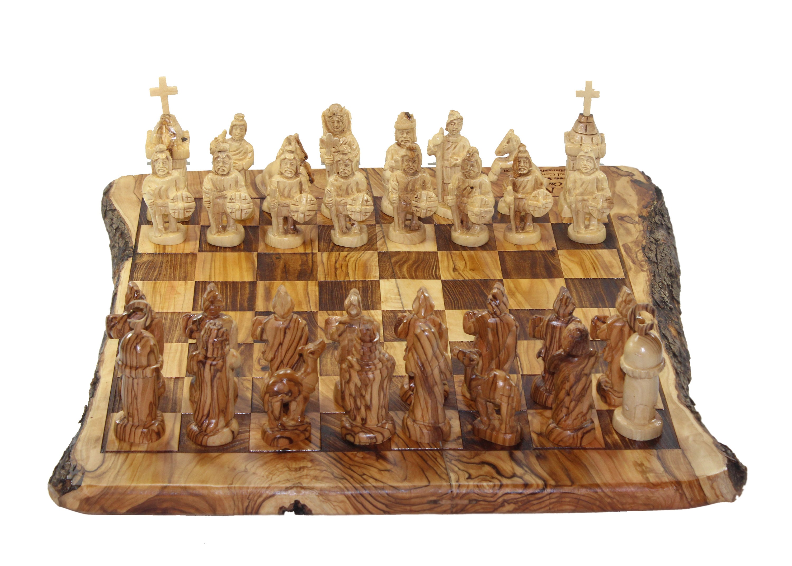 Rustic Olive Wood Chess SOlive Wood Chess Set- Rustic Wooden Chess Board at  BeldiNestet