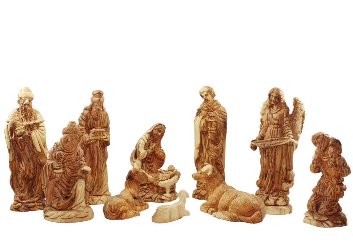 Hand Carved Large Nativity Set 10.25h From Bethlehem Etsy