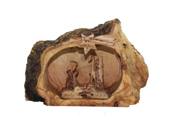 Olive Wood Nativity Set Cave From Bethlehem