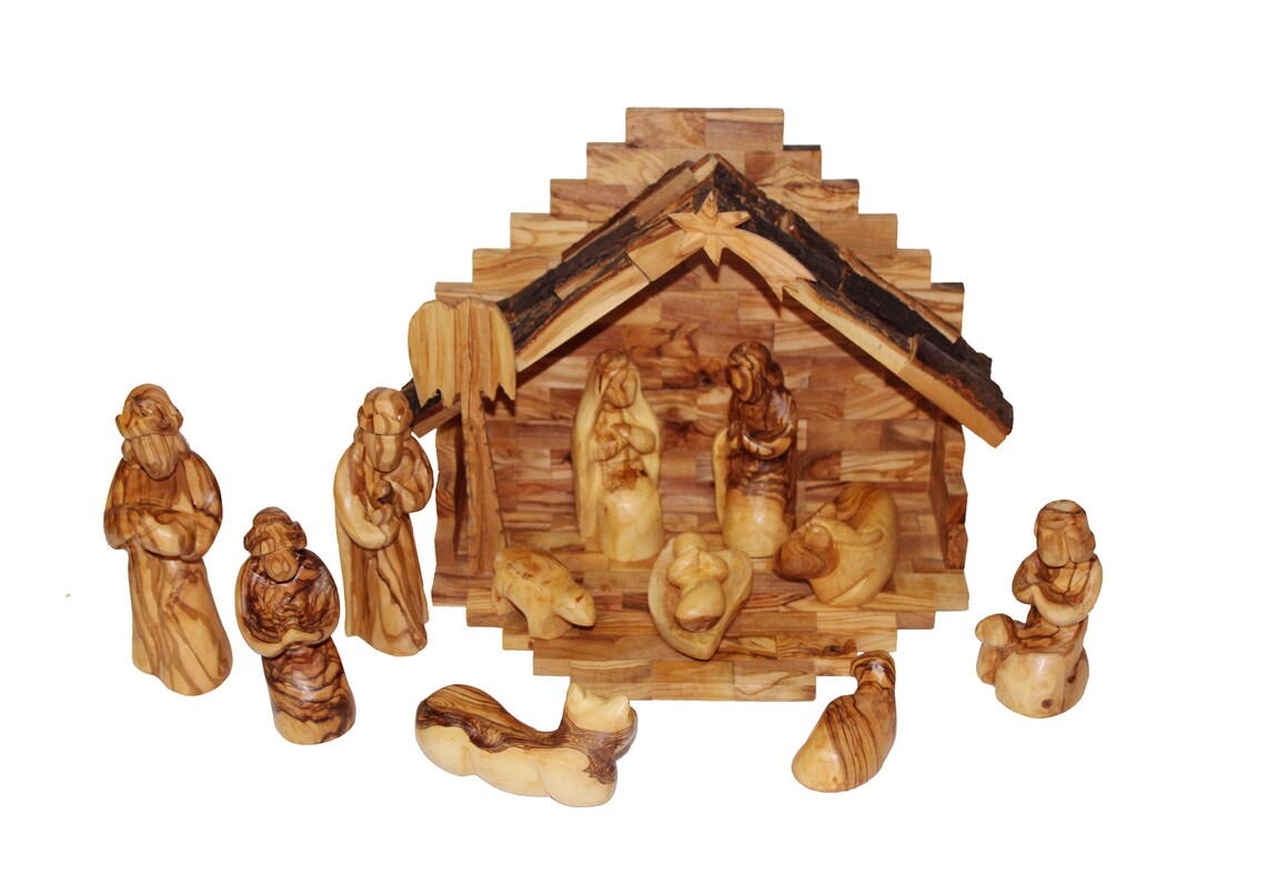Handmade Nativity Set From Bethlehem 12 Pcs Etsy