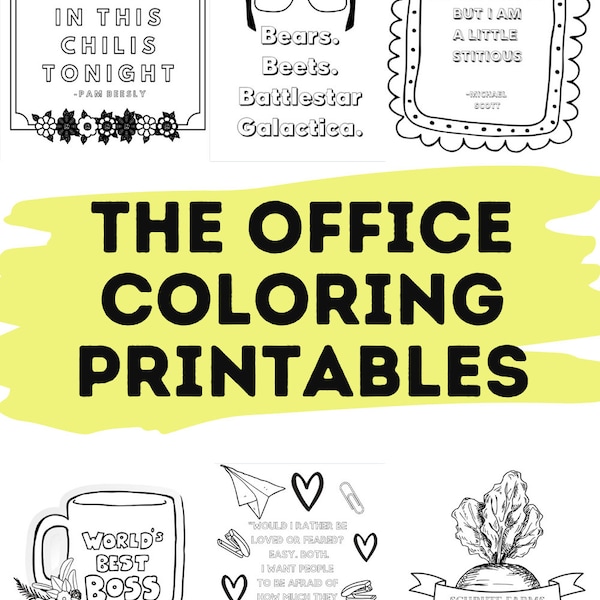 The Office Themed Coloring Sheet Printable - 5 Full size coloring pages