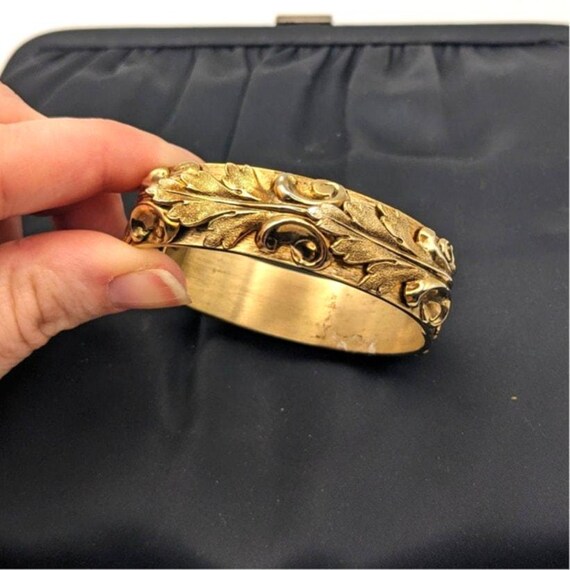 Whiting and Davis Gold Tone Ornate Scroll Bracele… - image 3