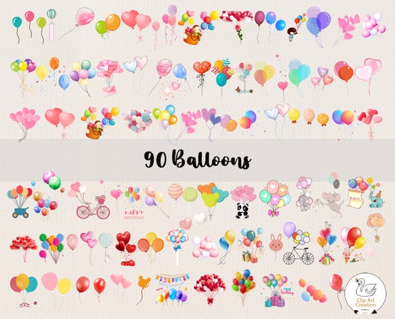 90 Balloons Png, Balloon Clipart, Balloon Png, Balloons Clipart, Birthday Balloon Png, Party Clipart, Baby Shower Clipart, Instant Download