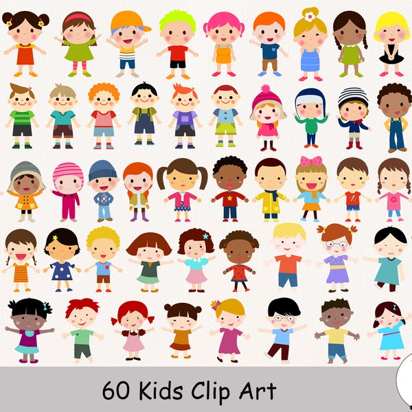 60 Kids PNG, Kids Clipart, Children Clipart, Kids PNG, Boy and Girl Clipart Vector Printable in 300dpi