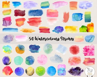 50 Trazos De Acuarela, Imágenes Prediseñadas De Acuarela, Trazos De Pintura, Salpicaduras De Acuarela, Pinceladas, Pinceladas De Pincel, Formas De Acuarela, Pincel, Descargar Instantáneamente