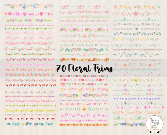 70 Floral Border Png, Floral Border Clipart, Botanical Clipart, Floral Frame Svg, Border Clip Art, Watercolour Bouquet, Instant Download